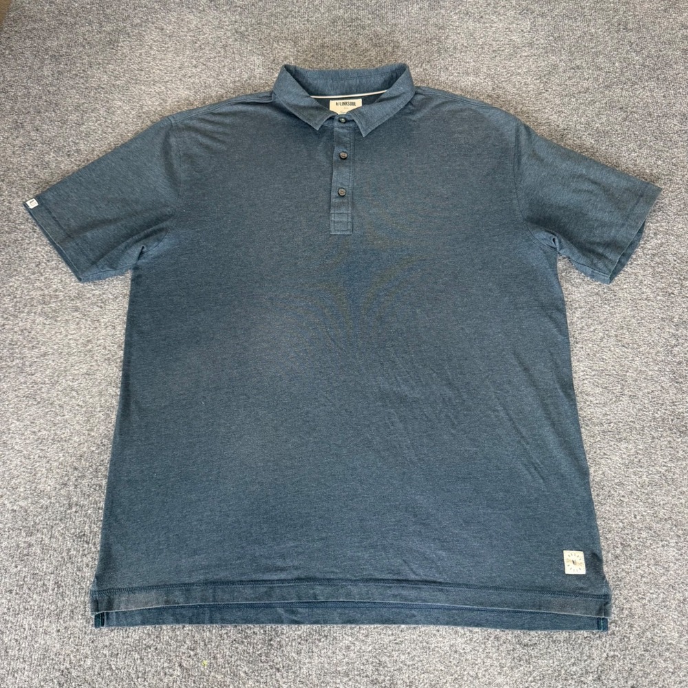 Linksoul Men XL Blue Heathered Organic Cotton Blend Short Sleeve Golf Polo Shirt